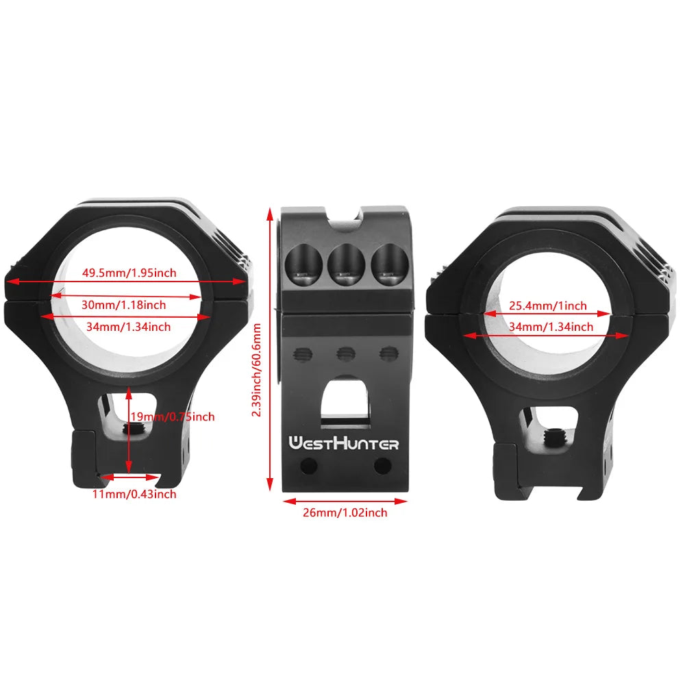 34mm/30mm/25.4mm High Profile Dovetail Scope Rings