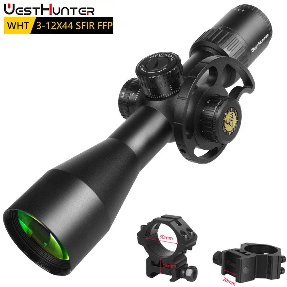 Mira telescópica compacta de primer plano focal WESTHUNTER WHT 3-12X44 SFIR FFP