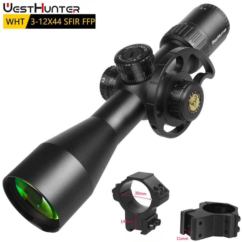 Mira telescópica compacta de primer plano focal WESTHUNTER WHT 3-12X44 SFIR FFP