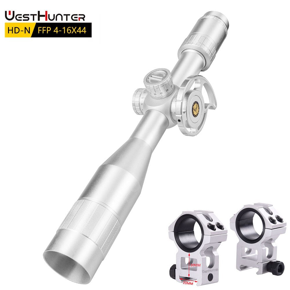 Silver WestHunter HD-N 4-16X44 FFP First Focal Plane Scope