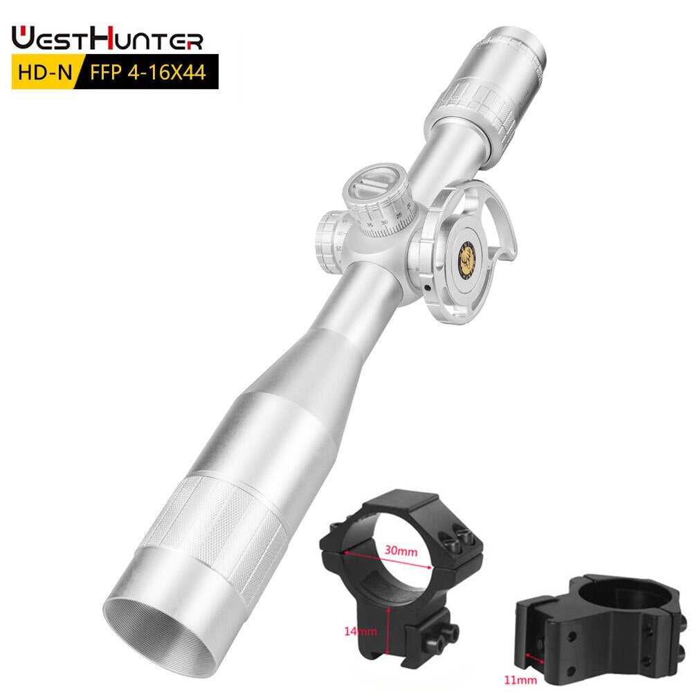 Silver WestHunter HD-N 4-16X44 FFP First Focal Plane Scope