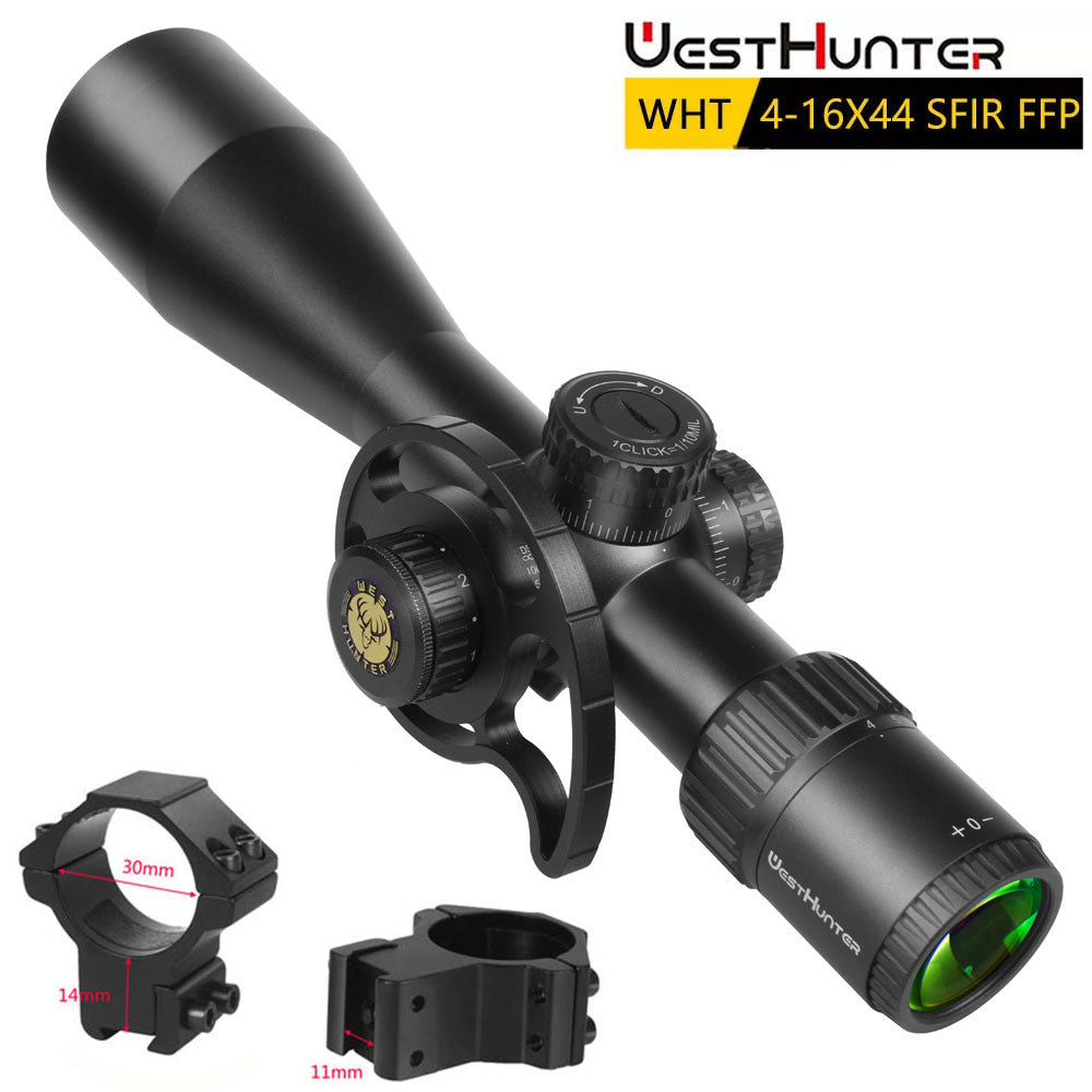 Mira telescópica compacta de primer plano focal WESTHUNTER WHT 4-16X44 SFIR FFP
