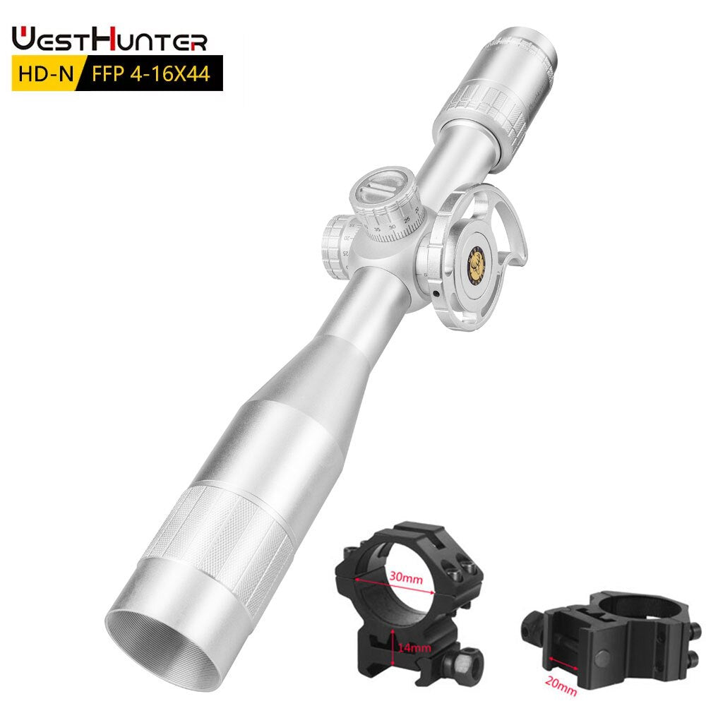 Silver WestHunter HD-N 4-16X44 FFP First Focal Plane Scope