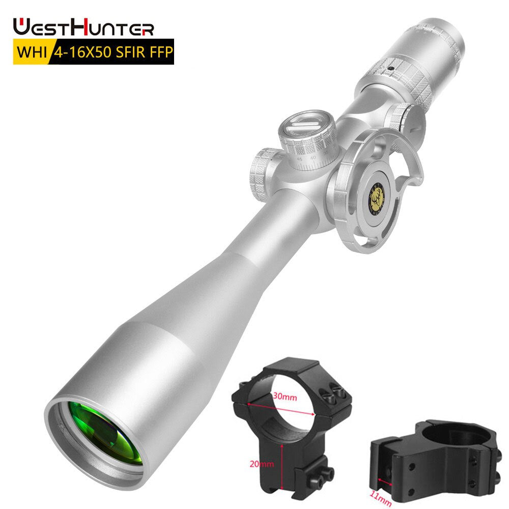 Silver WestHunter WHI 4-16X50 SFIR FFP First Focal Plane Scope