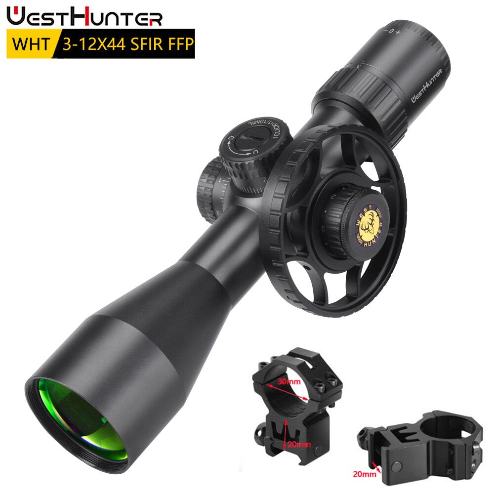 Mira telescópica compacta de primer plano focal WESTHUNTER WHT 3-12X44 SFIR FFP