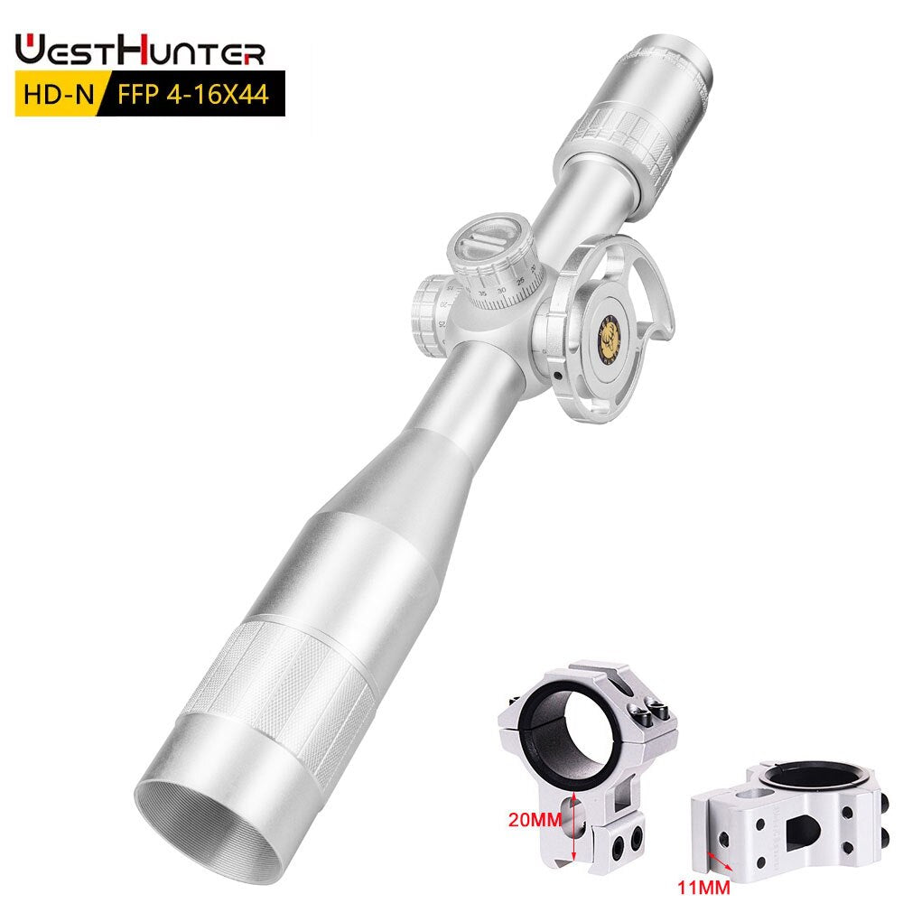 Silver WestHunter HD-N 4-16X44 FFP First Focal Plane Scope