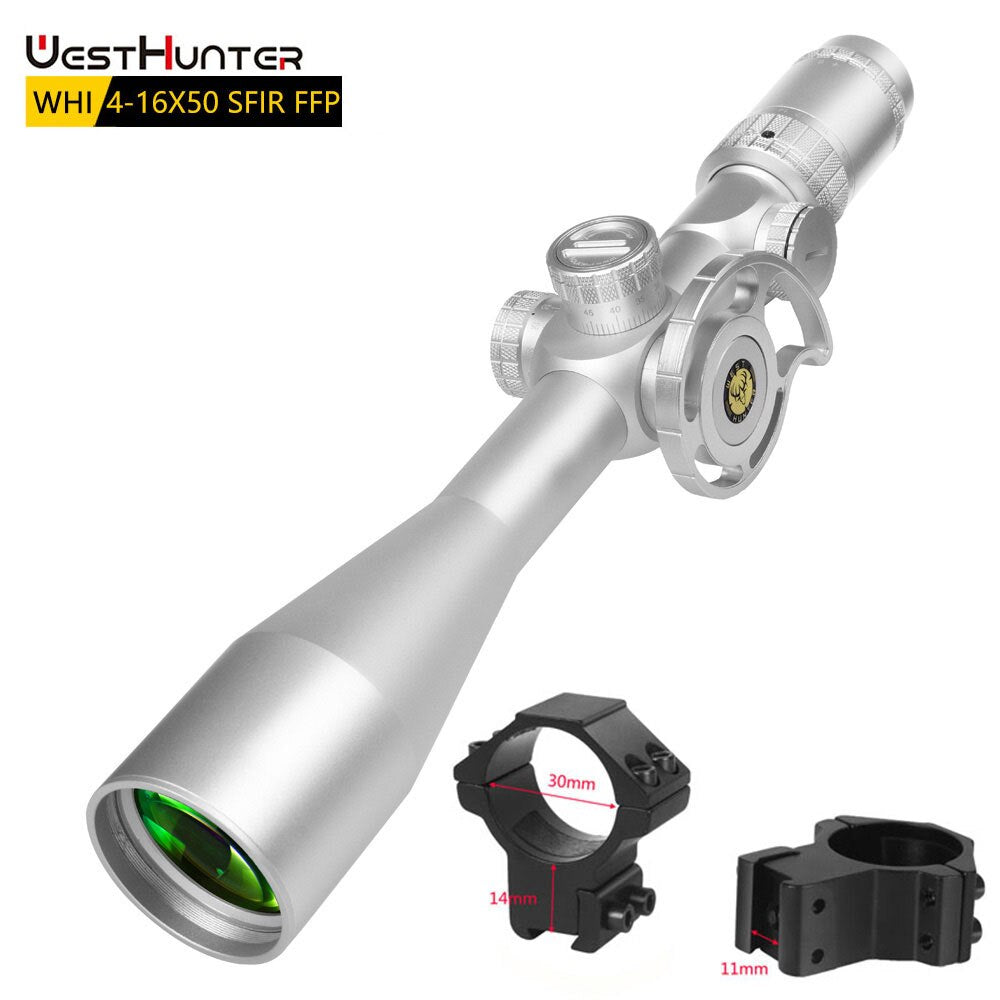 Silver WestHunter WHI 4-16X50 SFIR FFP First Focal Plane Scope