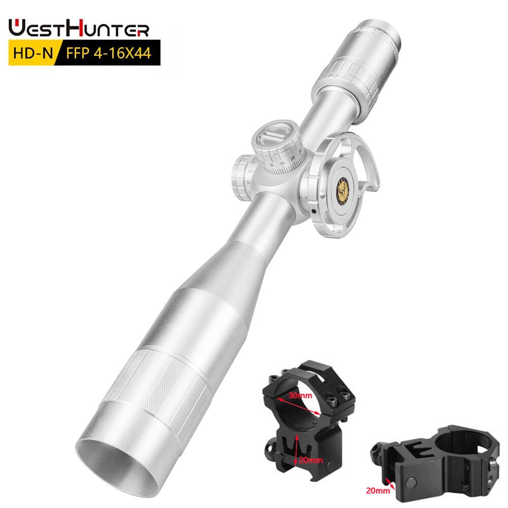Silver WestHunter HD-N 4-16X44 FFP First Focal Plane Scope