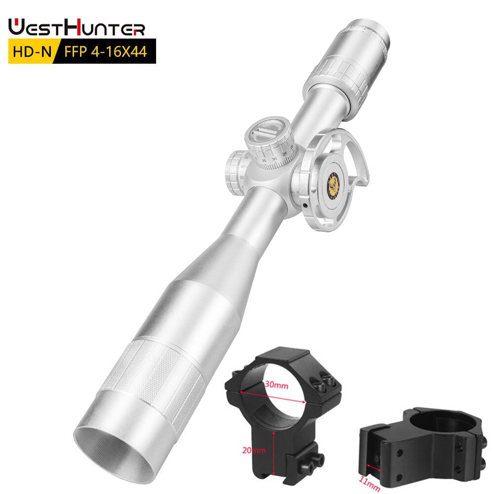 Silver WestHunter HD-N 4-16X44 FFP First Focal Plane Scope