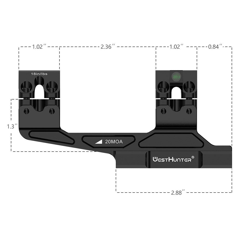 WH305MB 20MOA One Piece Picatinny Mounts | 30MM 34MM