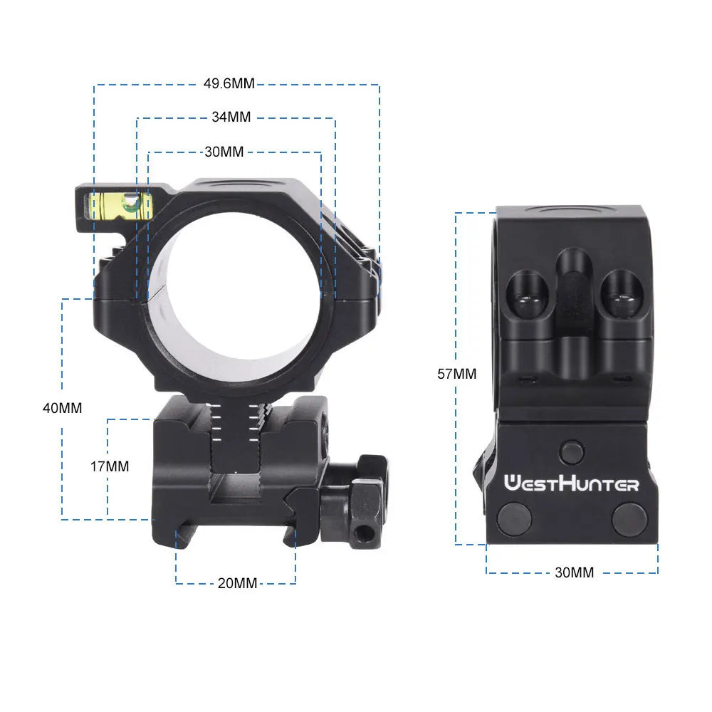 ADJUSTABLE HEIGHT PICATINNY RINGS | WH204(34MM)