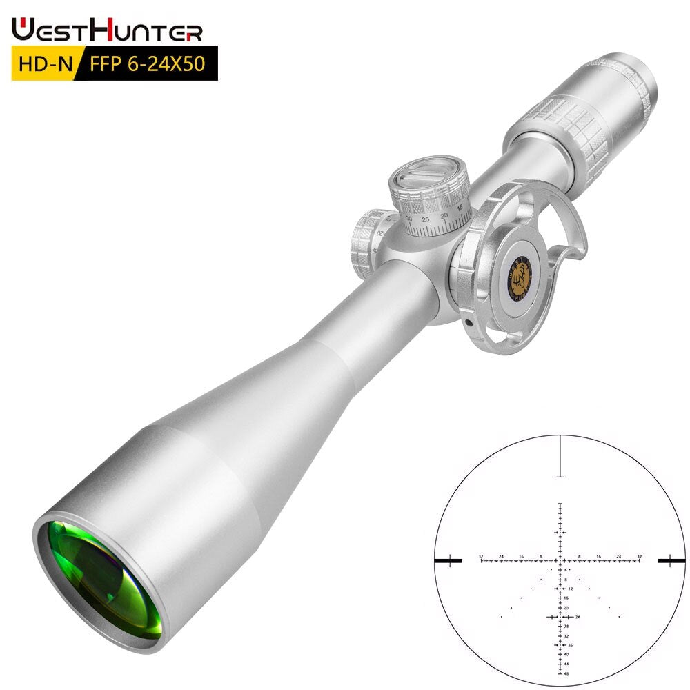 Silver WestHunter HD-N 6-24X50 FFP First Focal Plane Scope